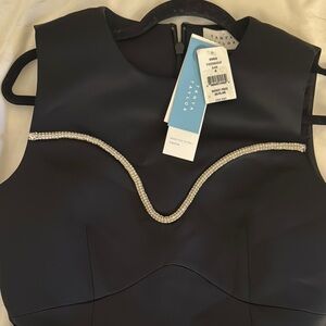 Tanya Taylor Black Dress with Elegant Pearl Accent